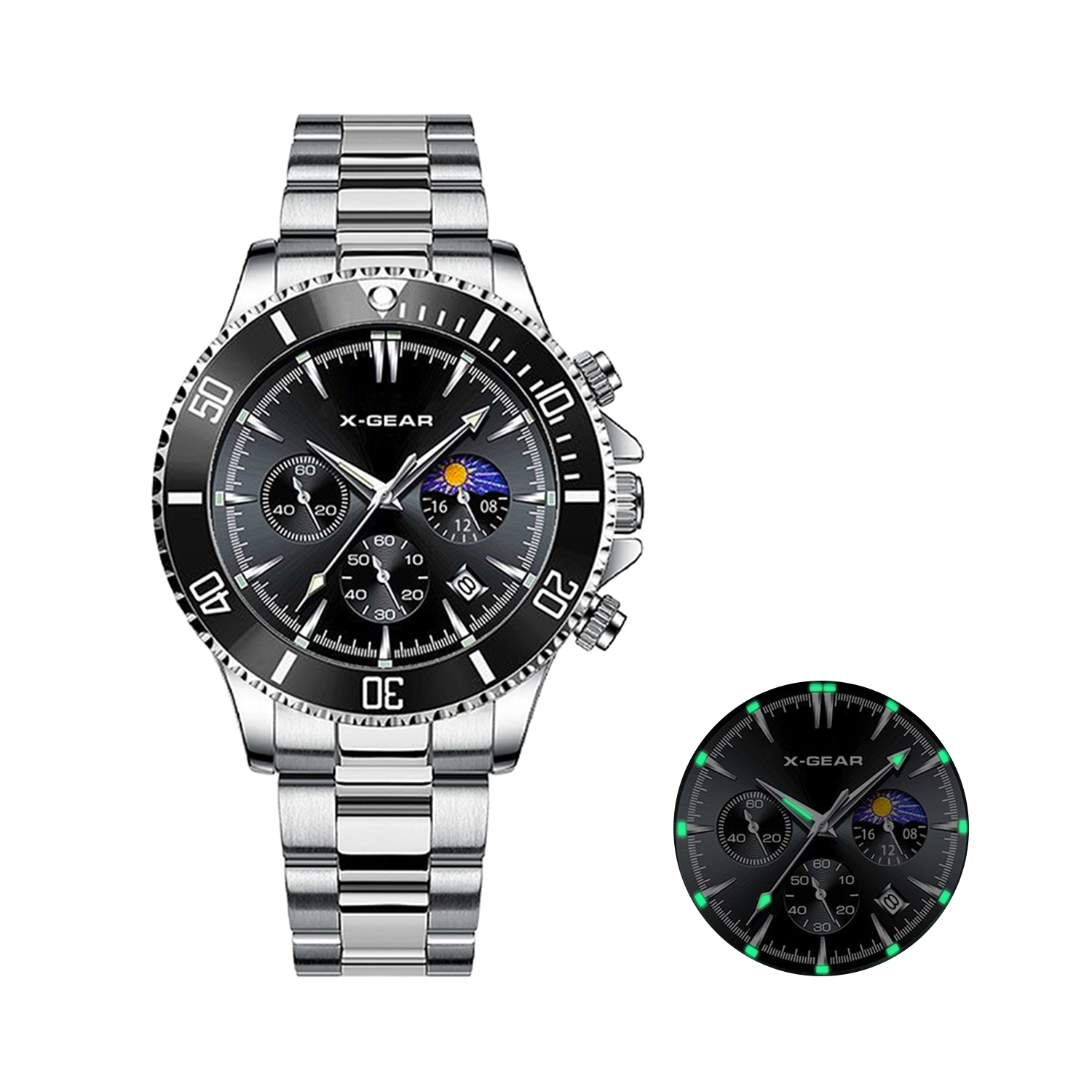 Smartwatch X - X-GEAR Modische Kalender-Herrenuhr Luxuriöses Schwarzes Zifferblatt
