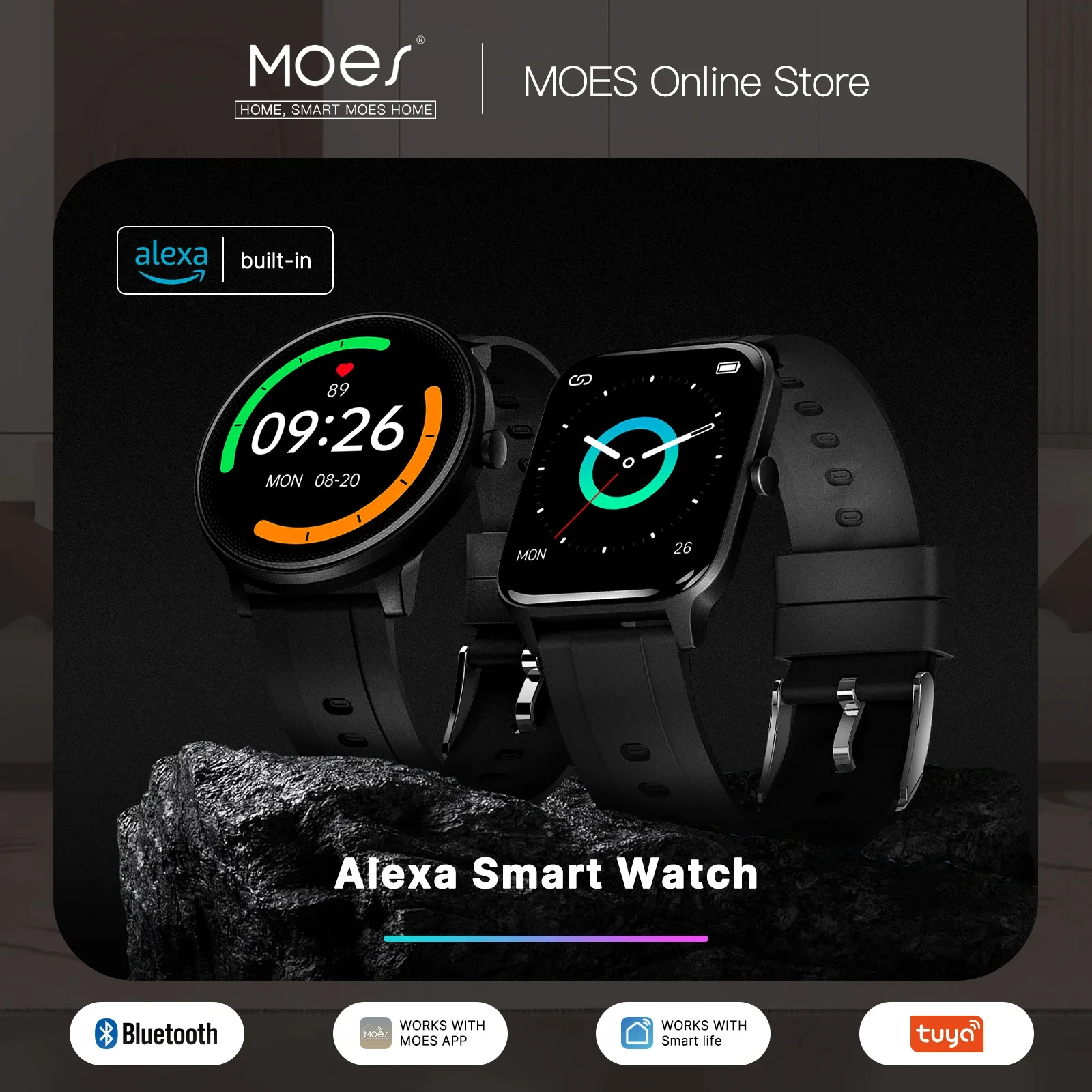 Smartwatch Touch - Moes Smart Watch Alexa eingebaute Fitness-Tracker