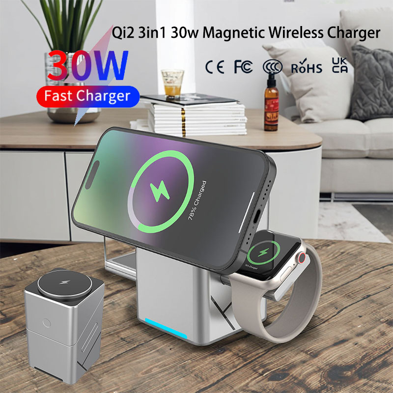 Smartwatch Touch - 15W Touch-Drehbares Magnetisches Multifunktionales 3-in-1 Kabelloses