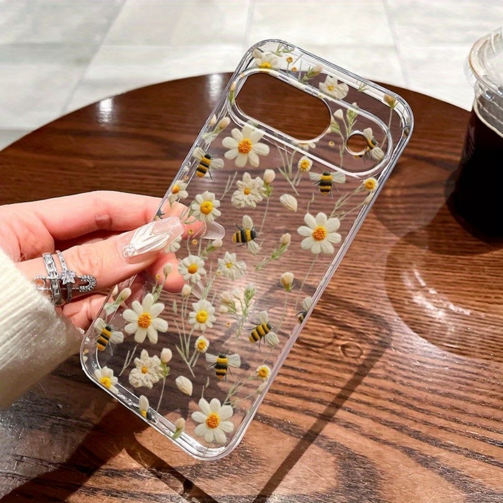 Google Pixel 9 - Niedliches Honigbienen-Blumenmuster Weiche Transparente Handyhülle für